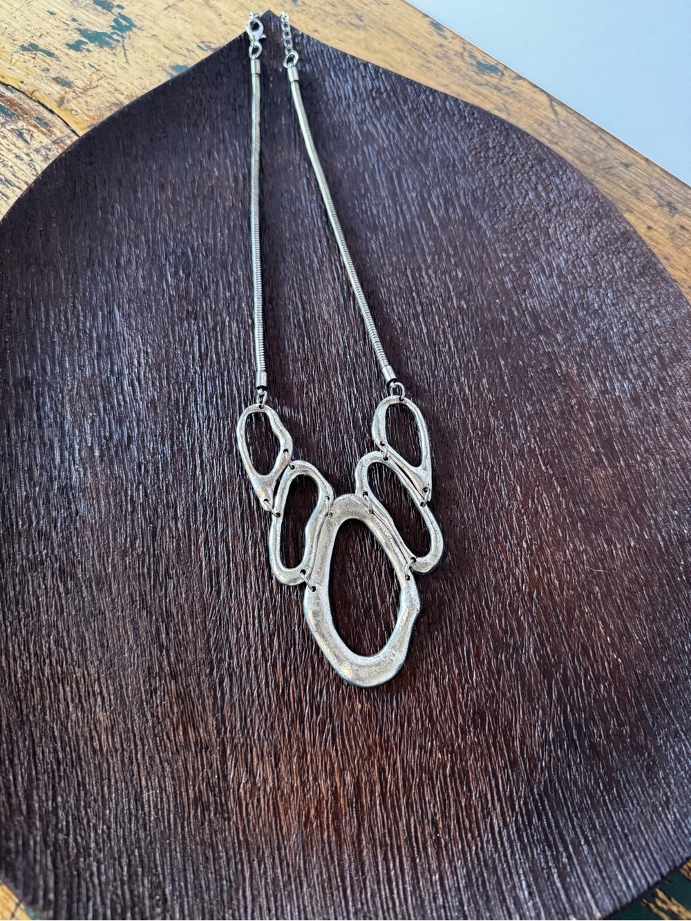 Silver Multi-Oval Statement Necklace - Women Jewelry